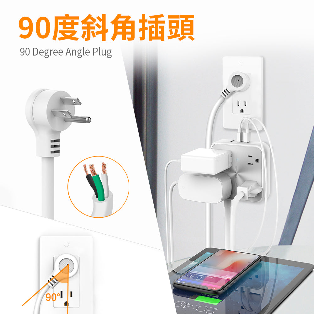 CD紋延長線丨3P 1開4插丨3USB(1Type-C)丨1.8m