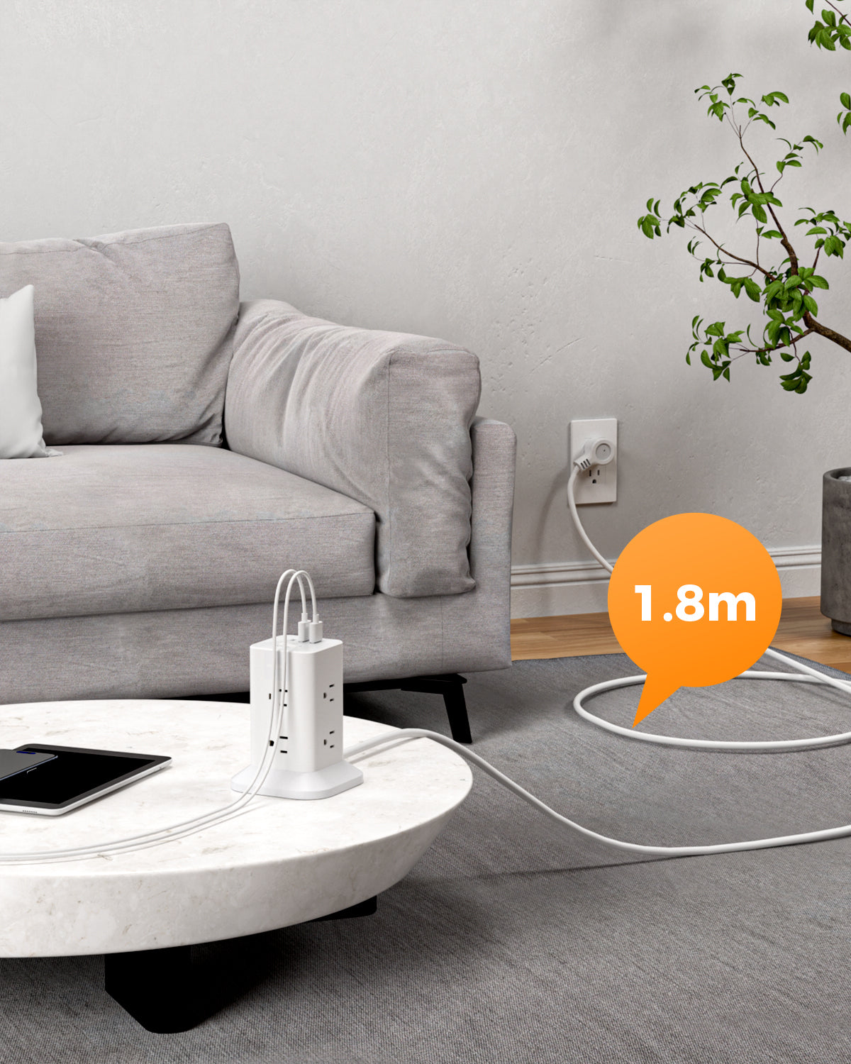 TESSAN【3P1開8插】塔式延長線|USB+PD20W快充|台灣安全認證