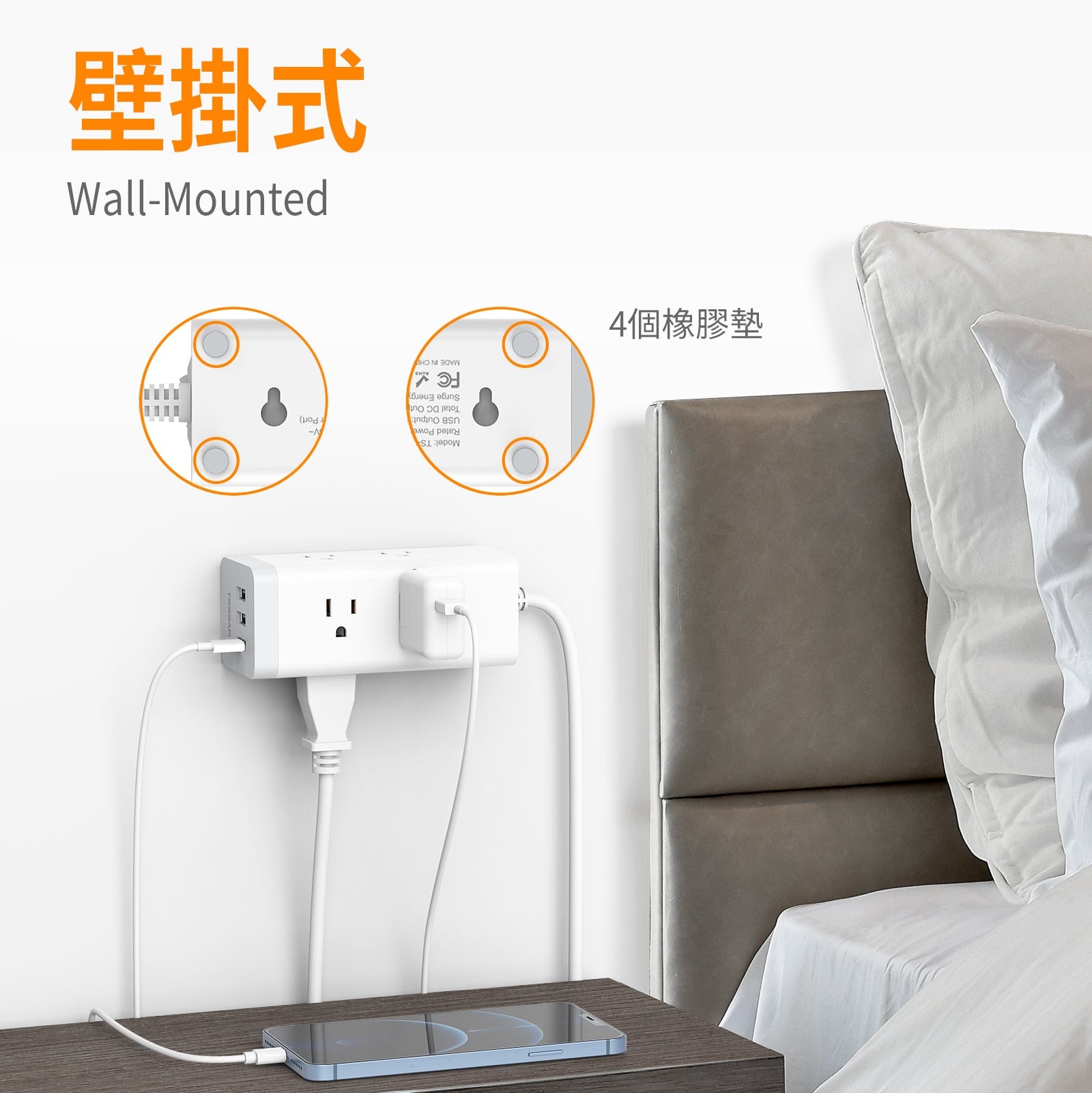 3P 1開6插USB+PD20W 方塊延長線 1.8m