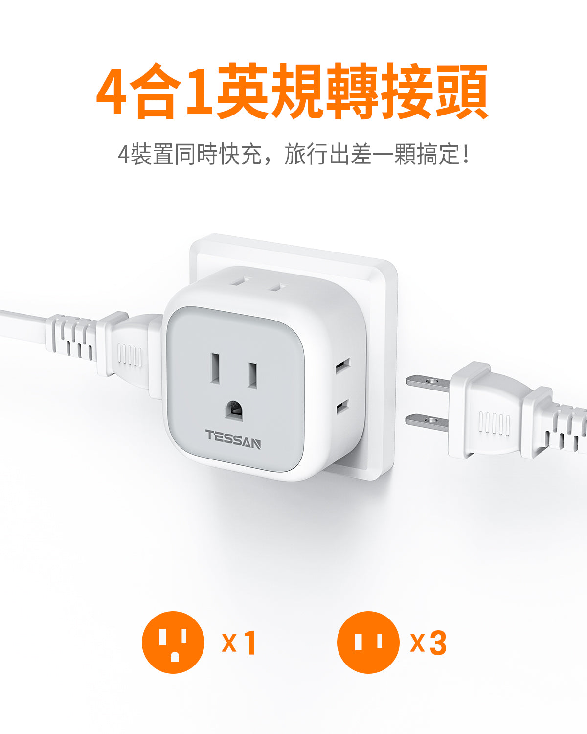 TESSAN 英轉美 旅行轉接頭