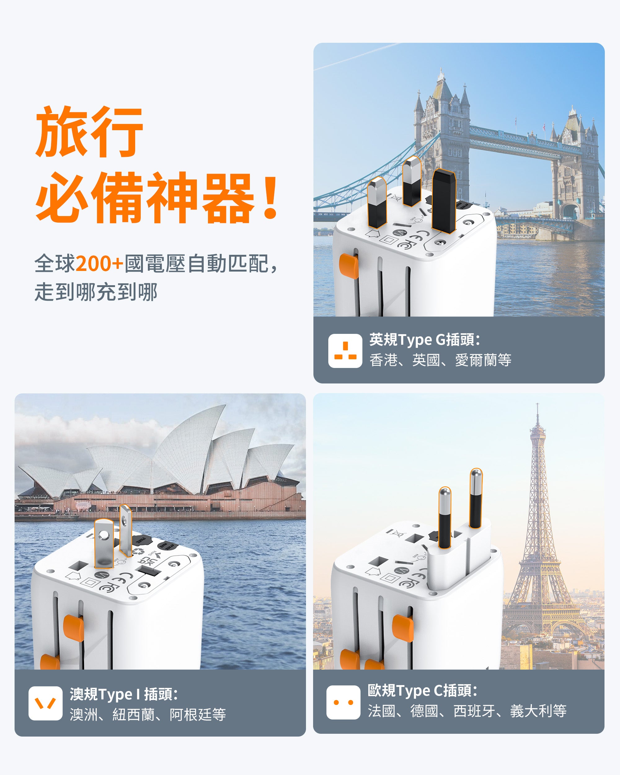 TESSAN 萬國轉接頭  200+國適用 出差旅行神器